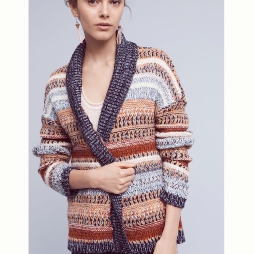Anthropologie Michela Striped Cardigan Sz L